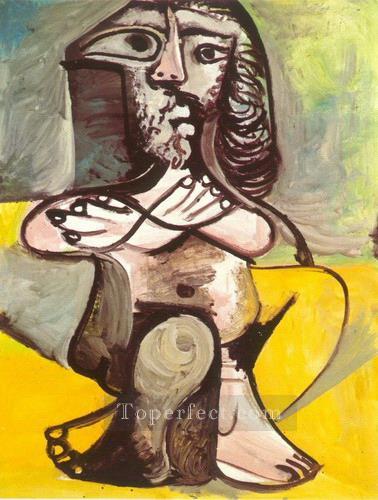 座る裸の男 1971年 パブロ・ピカソ油絵